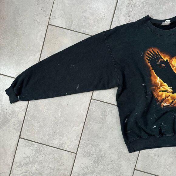 VINTAGE Eagle Anvil Human-I-Tees Painter Crewneck Sweatshirt Size L Distressed - Picture 6 of 8